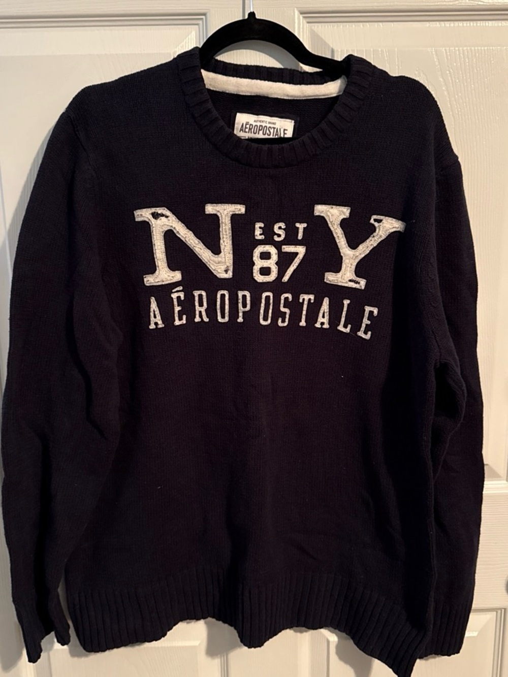 Vintage Aeropostale Navy Crewneck with White Appliqué Logo